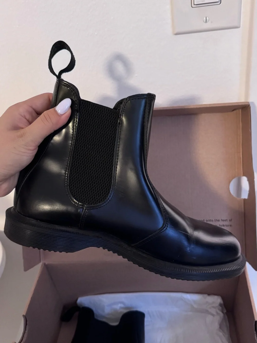 Dr. Martens Black Flora Polished Smooth Chelsea Boot Box